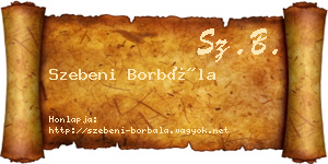 Szebeni Borbála névjegykártya